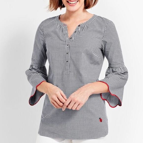 2/$30 Talbots X Oprah Embroidered Popover Tunic Top Gingham Limited Edition Sz S - Picture 1 of 11